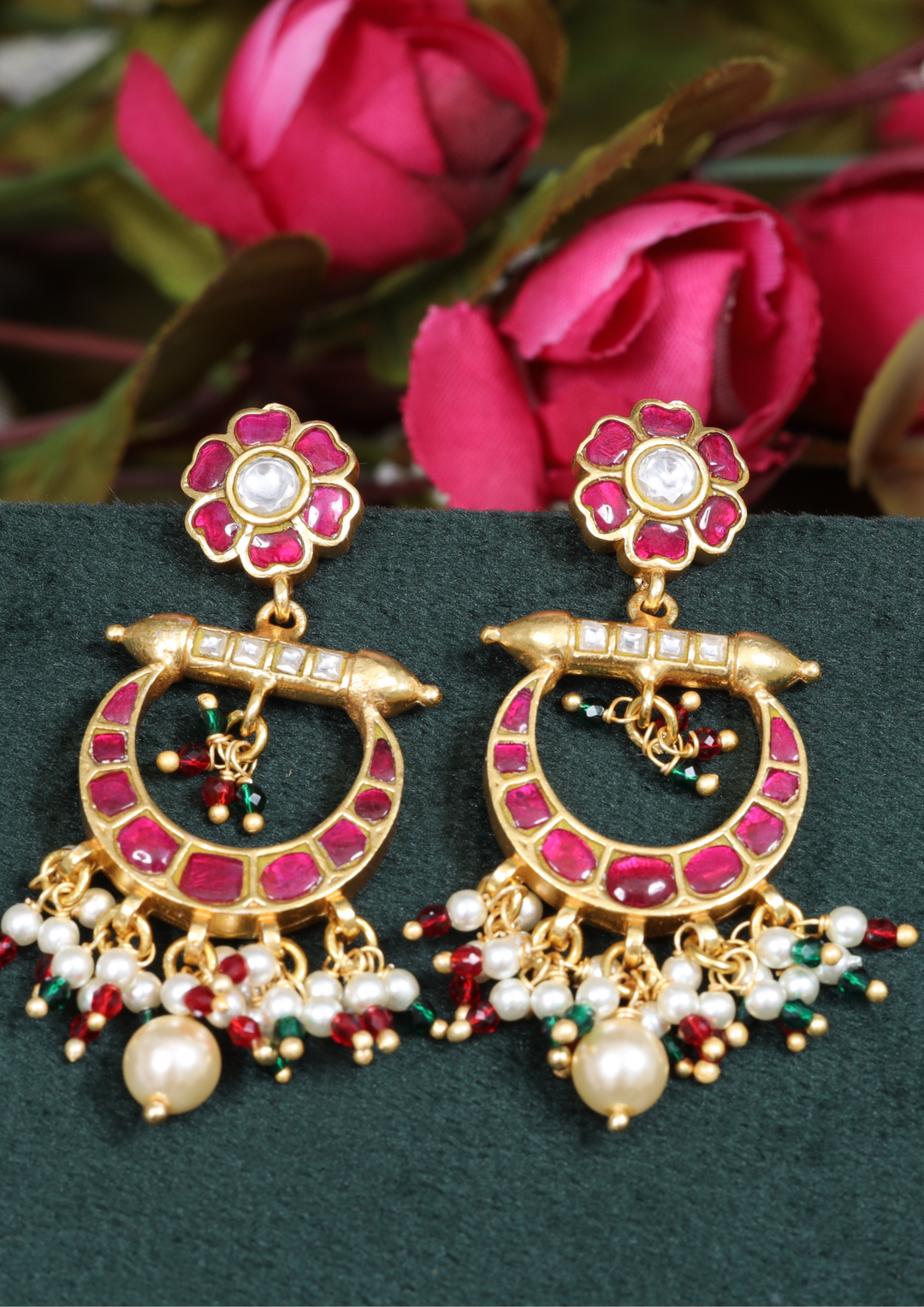Teesta Handcrafted Jadau Kundan Earrings