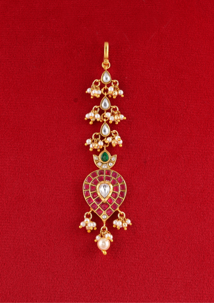 Lalitambika Handcrafted Jadau Kundan Maangtikka