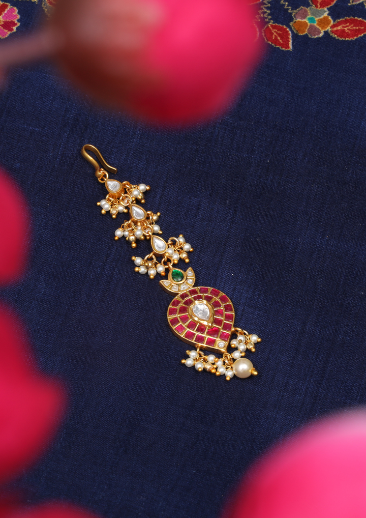 Lalitambika Handcrafted Jadau Kundan Maangtikka
