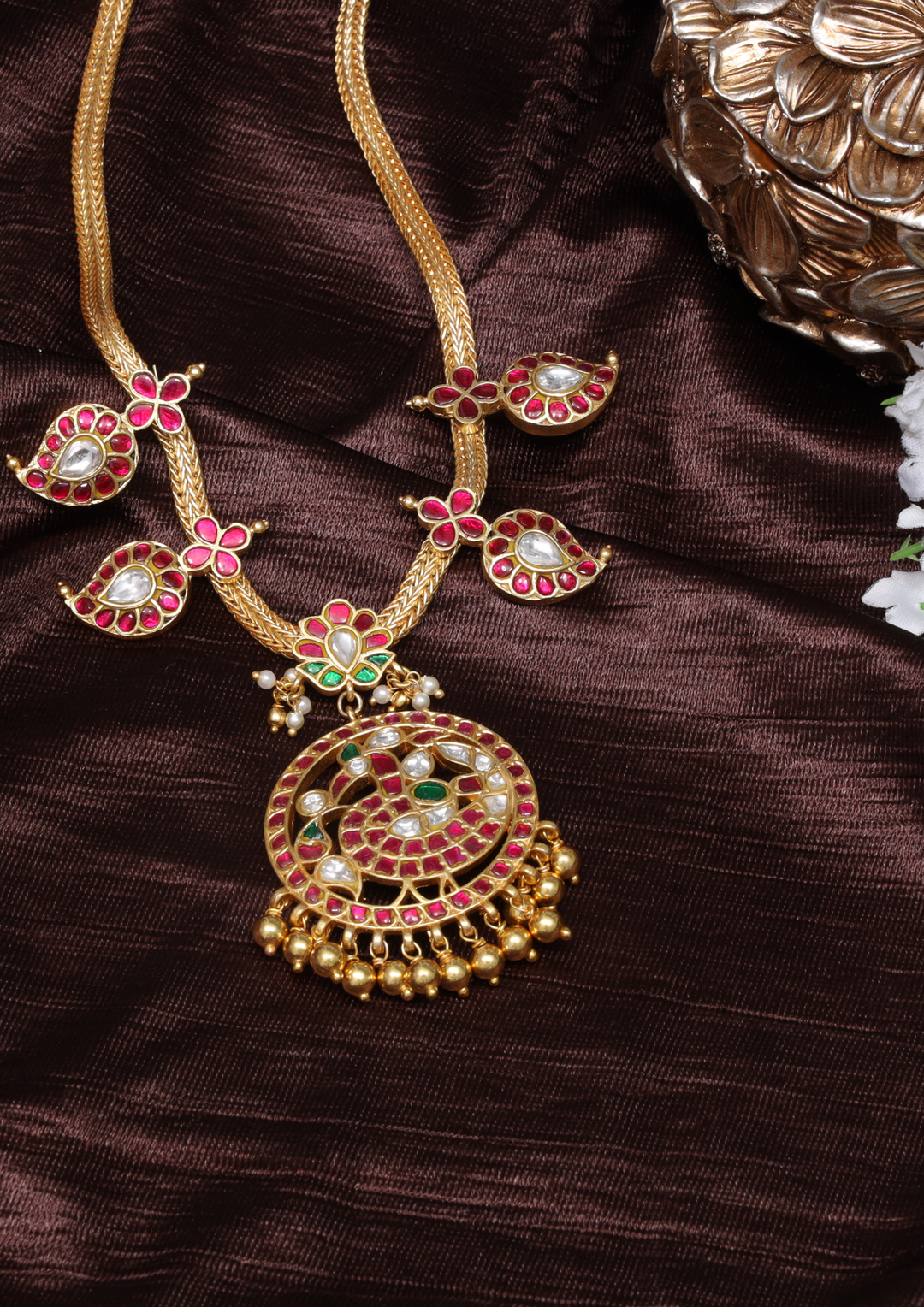 Rooh Mahal Handcrafted Jadau Kundan Necklace