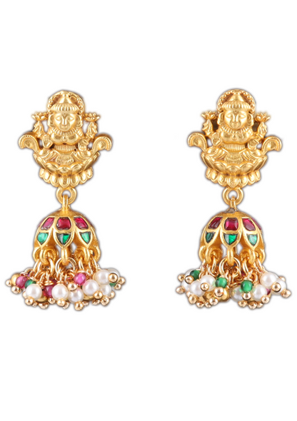 Lakshmi Nakshi Jadau Kundan Simple Jhumka Earrings