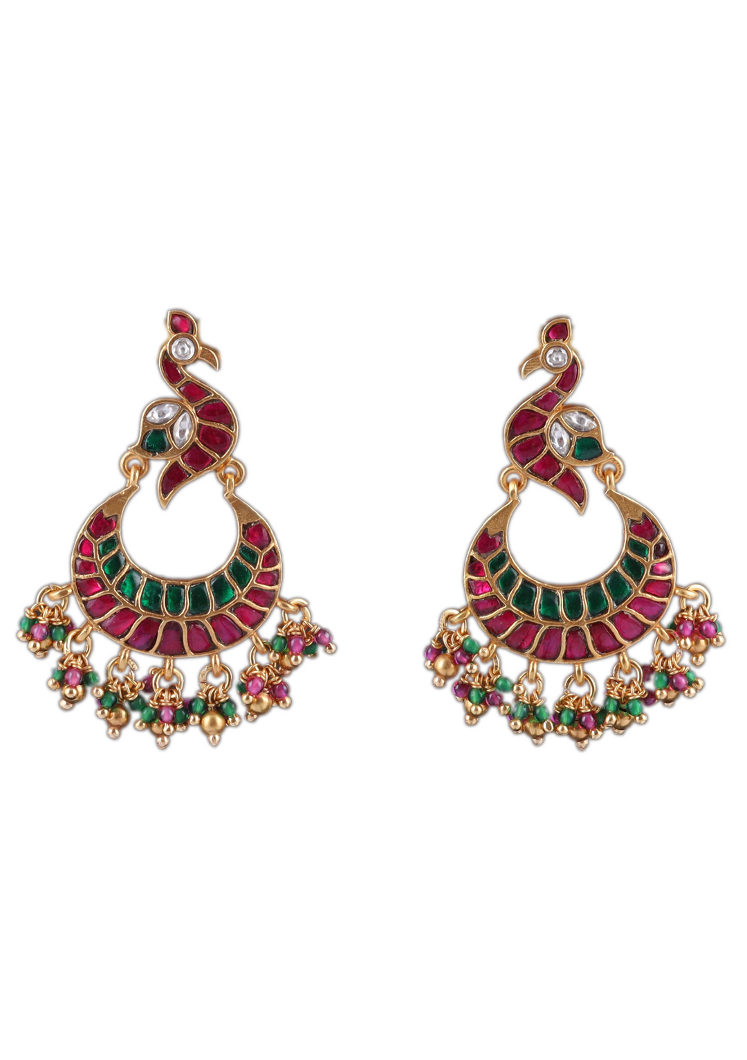 Designer Elegant Peacock Jadau Kundan Chandbali Earrings