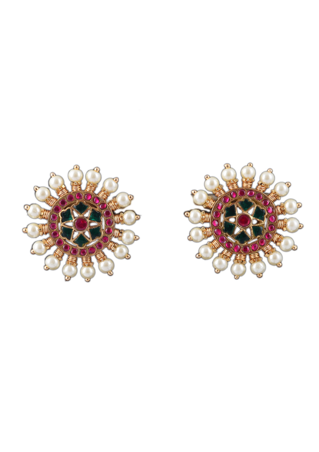 Exclusive Designer Jadau Kundan Stud Earrings with Pearl