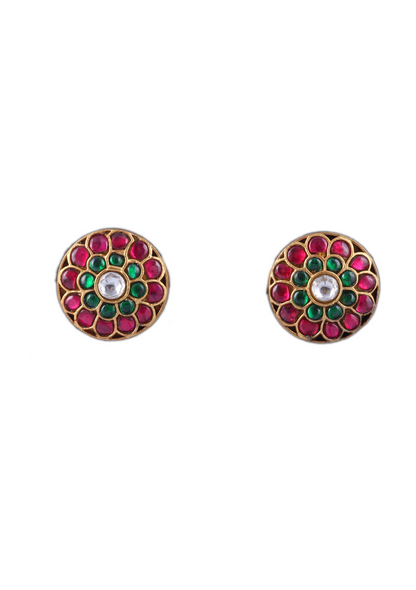 Elegant Hand Crafted Jadau Kundan Stud Earrings