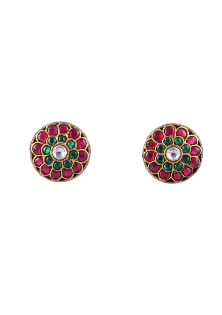 Elegant Hand Crafted Jadau Kundan Stud Earrings