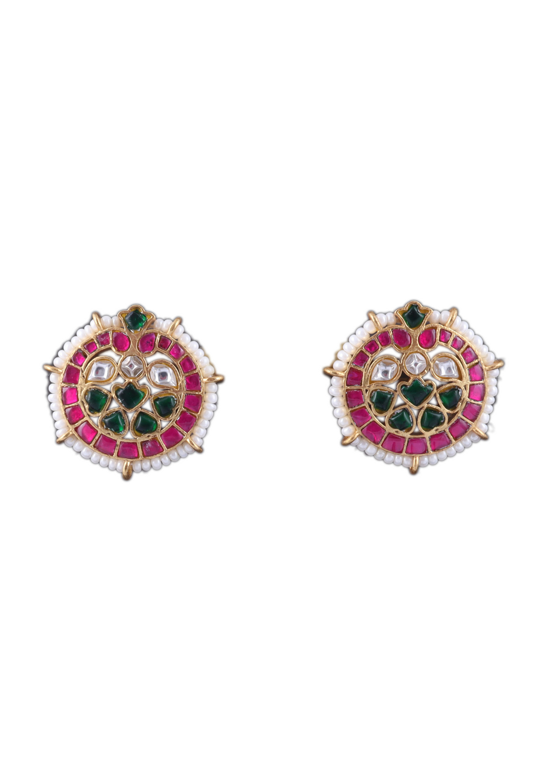 Simple and Beautiful Designer Jadau Kundan Stud Earrings with Pearl Beads