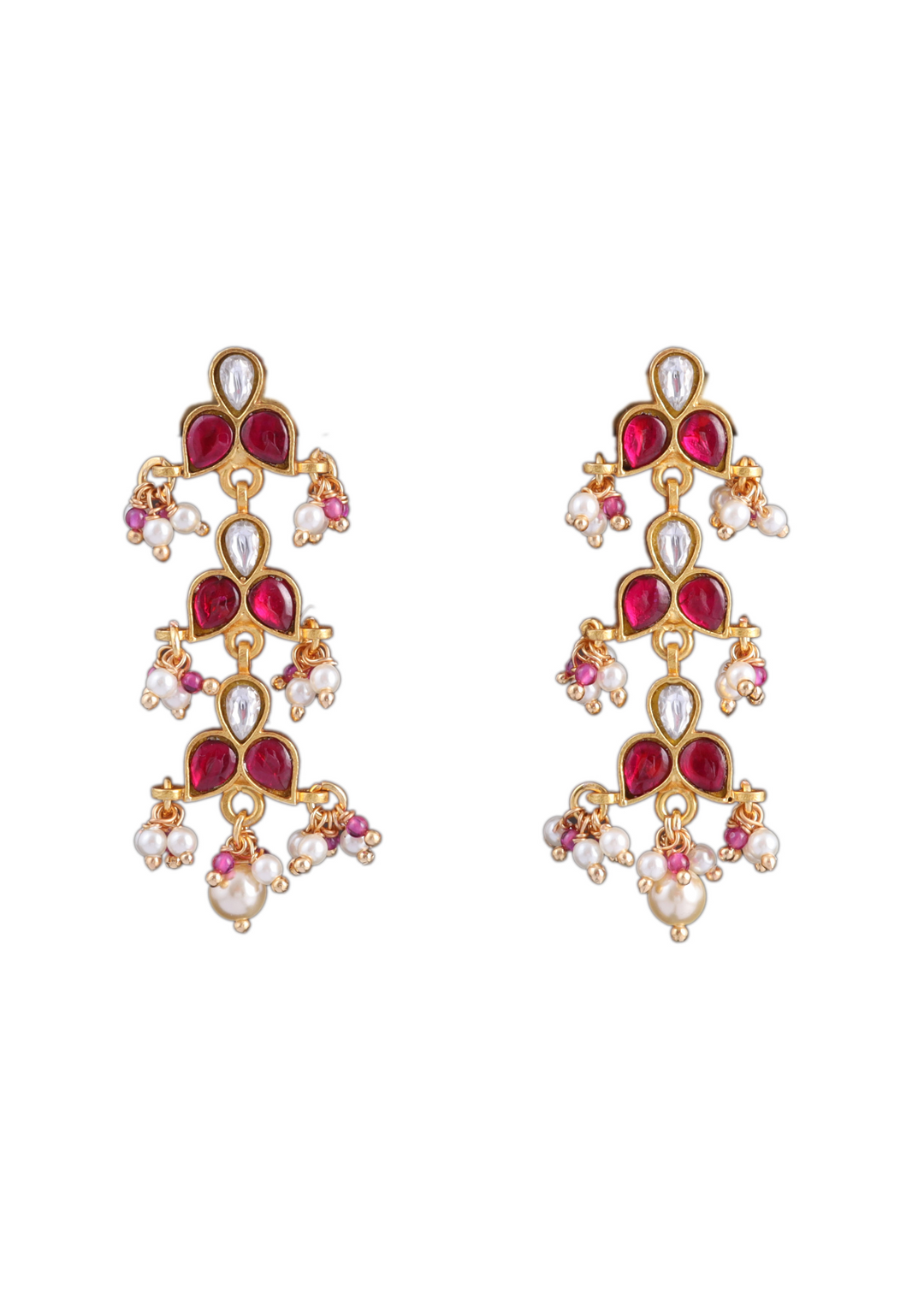 Classic Simple Dangler Jadau Kundan Earrings with Pearl Hangings