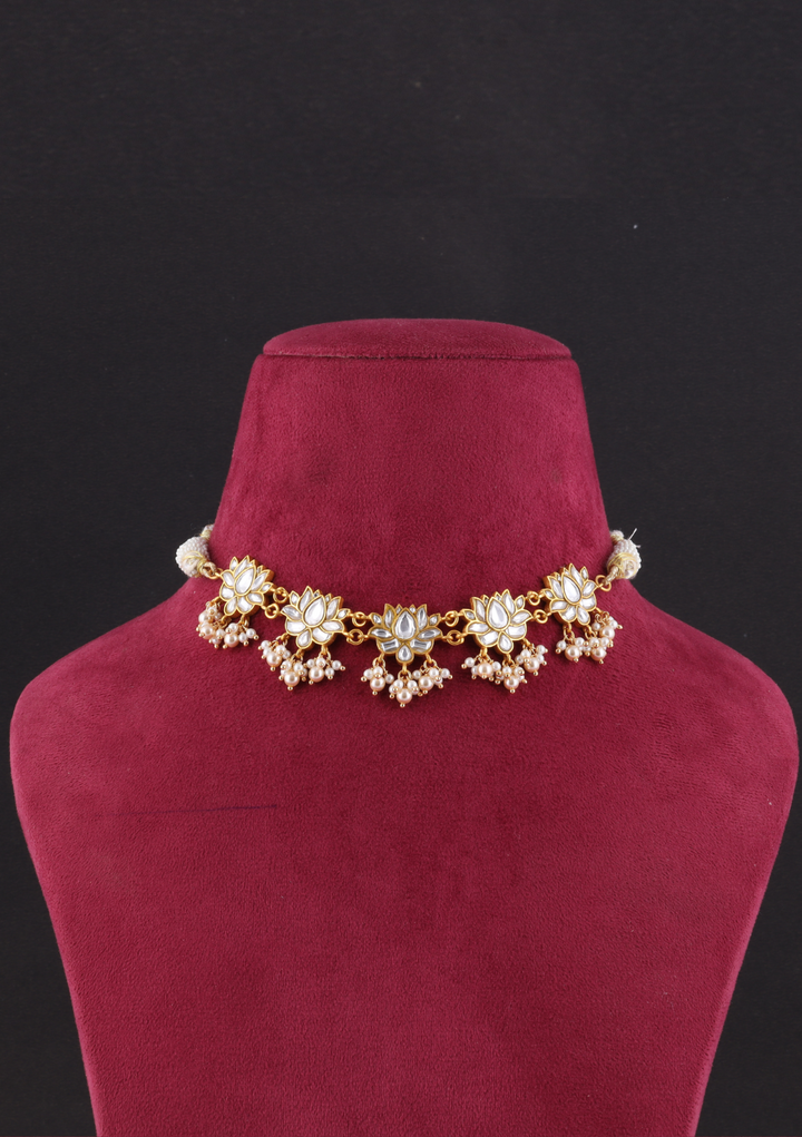 Neerja White Jadau Kundan Choker Necklace