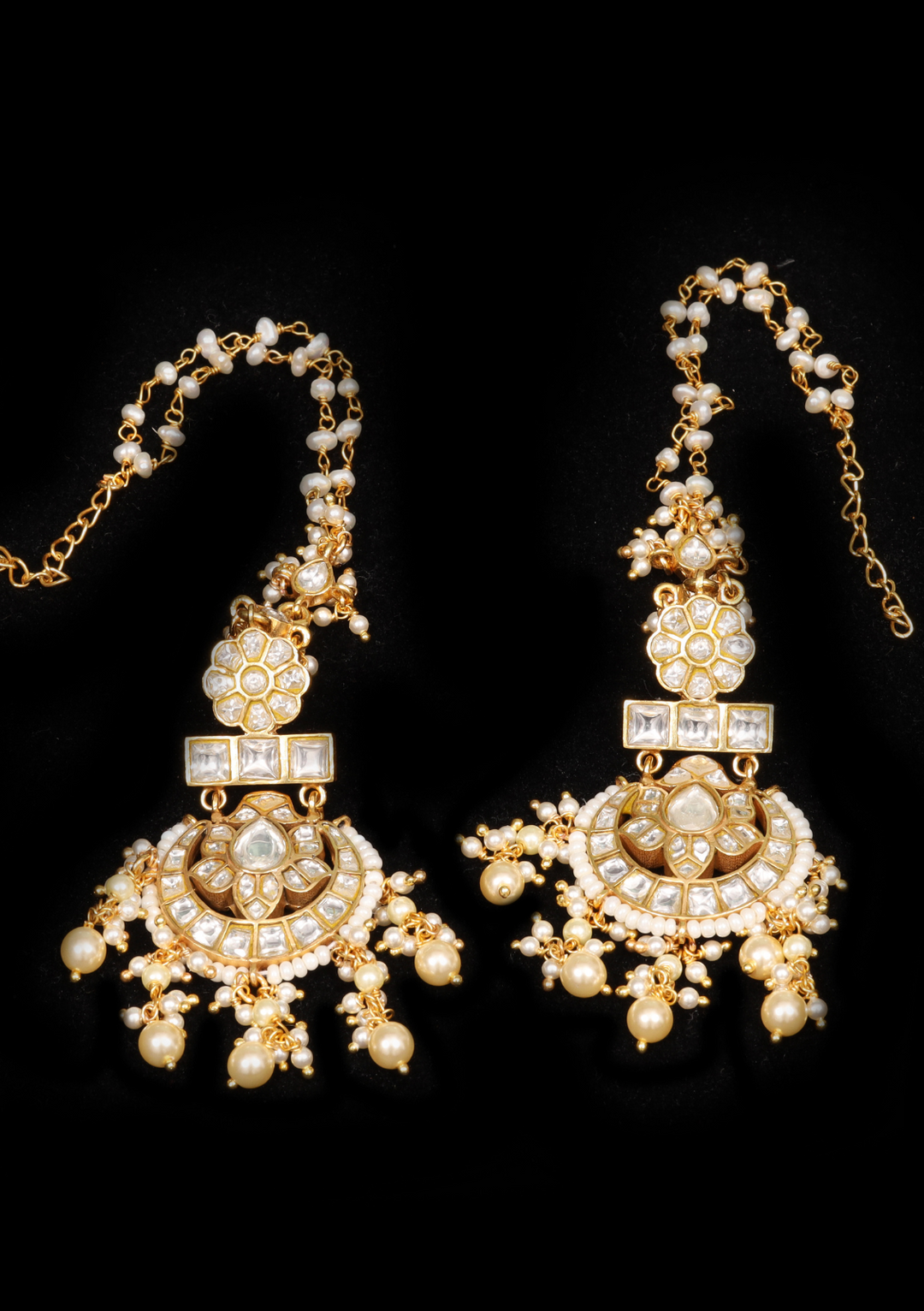 Sukundala White Jadau Kundan Statement Earring
