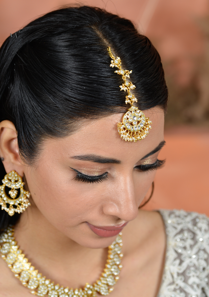 Dharini Designer White Jadau Kundan Maangtikka