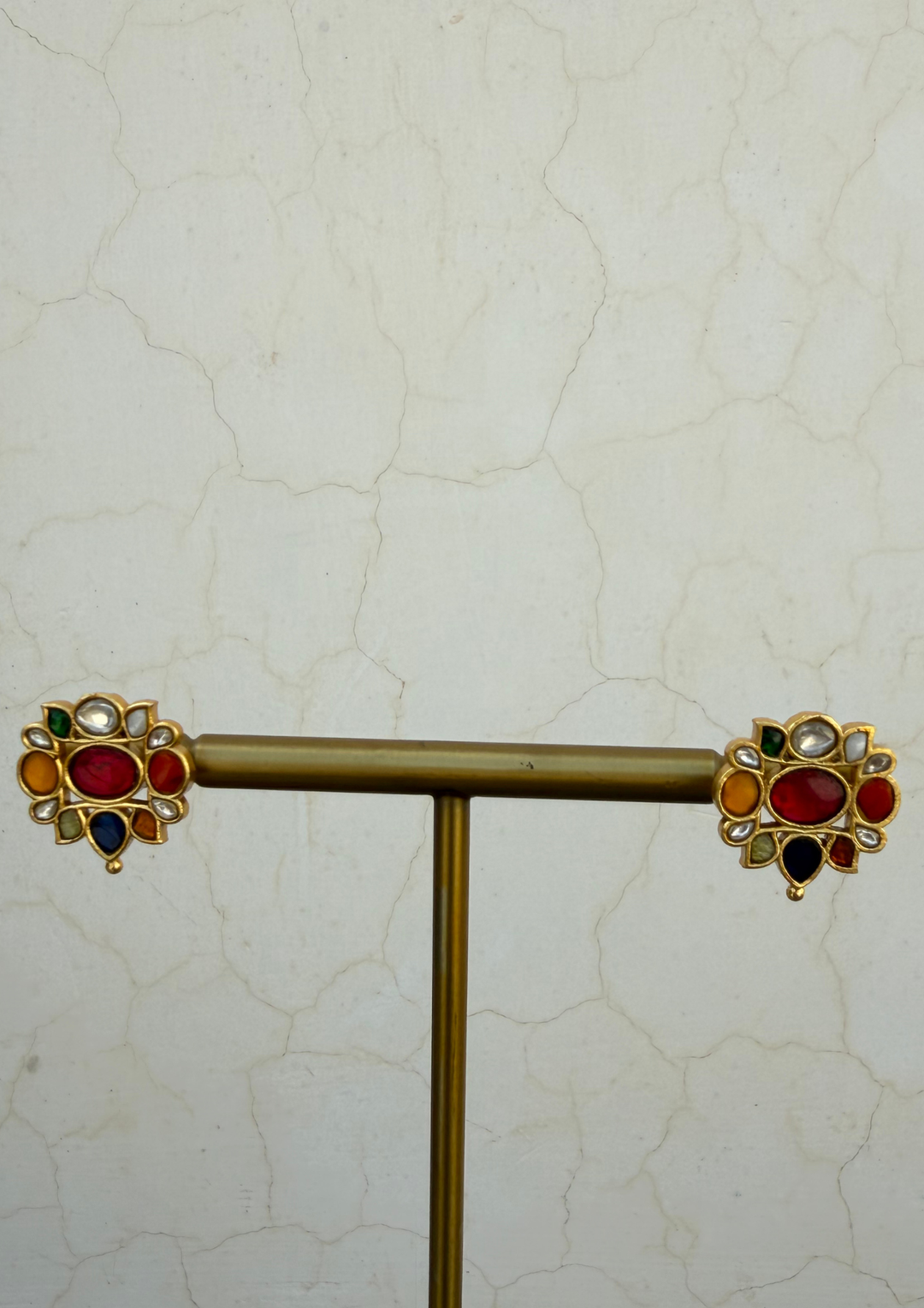 Sadabahaar Jadau Kundan Navrathna Stud Earrings