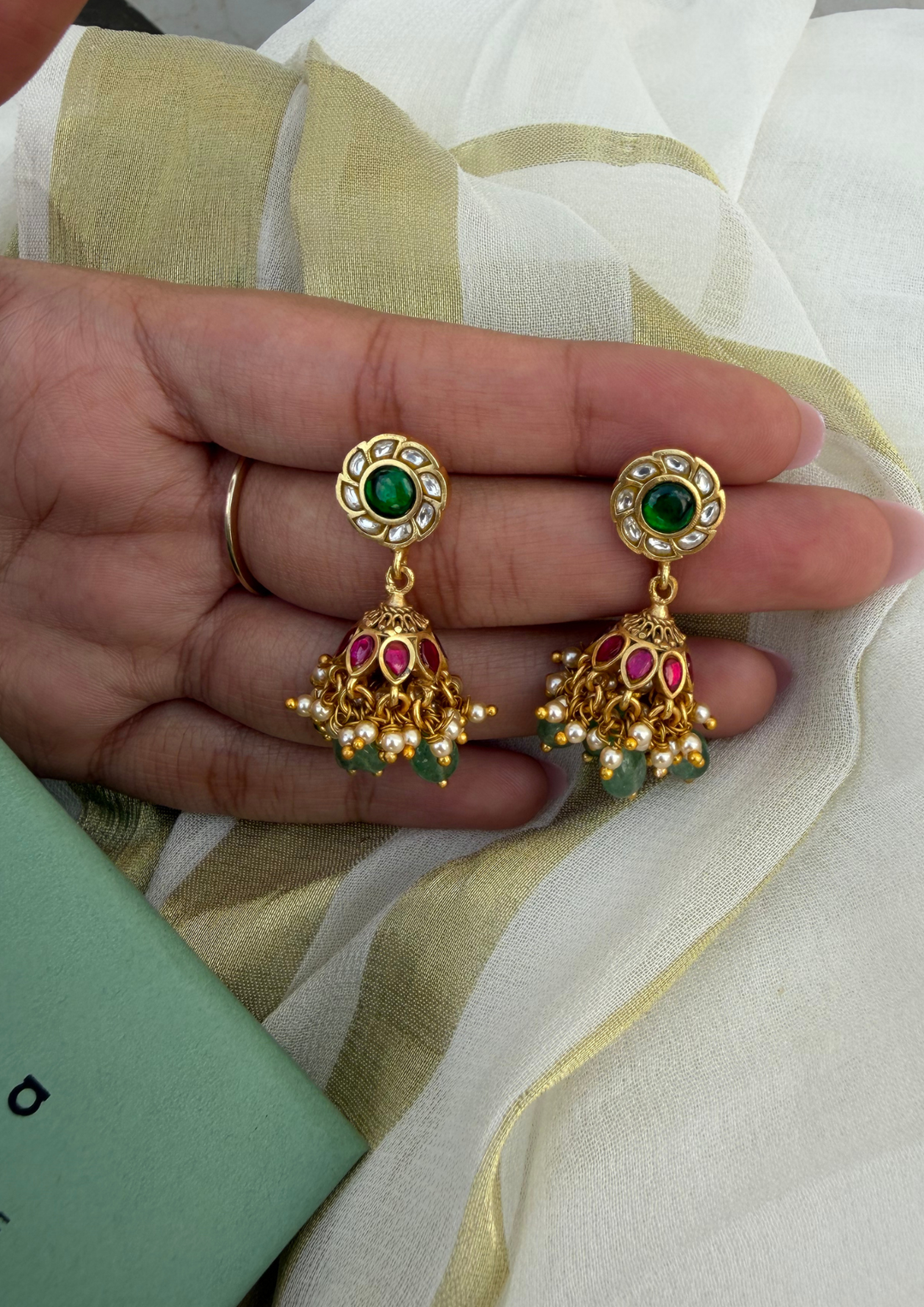 Padma Jadau Kundan Jhumka Earrings