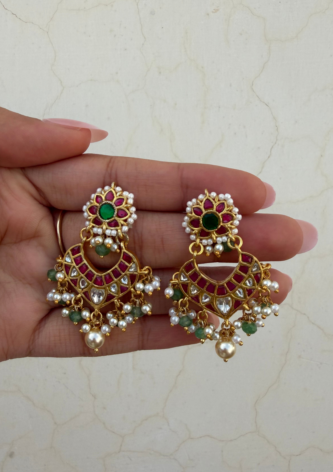 Eshal Jadau Kundan Chandbali Earrings