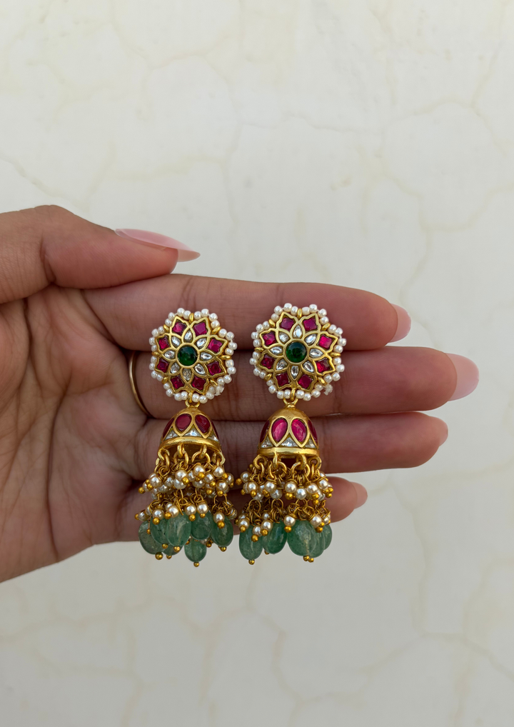 Aarna Jadau Kundan Jhumka Earrings