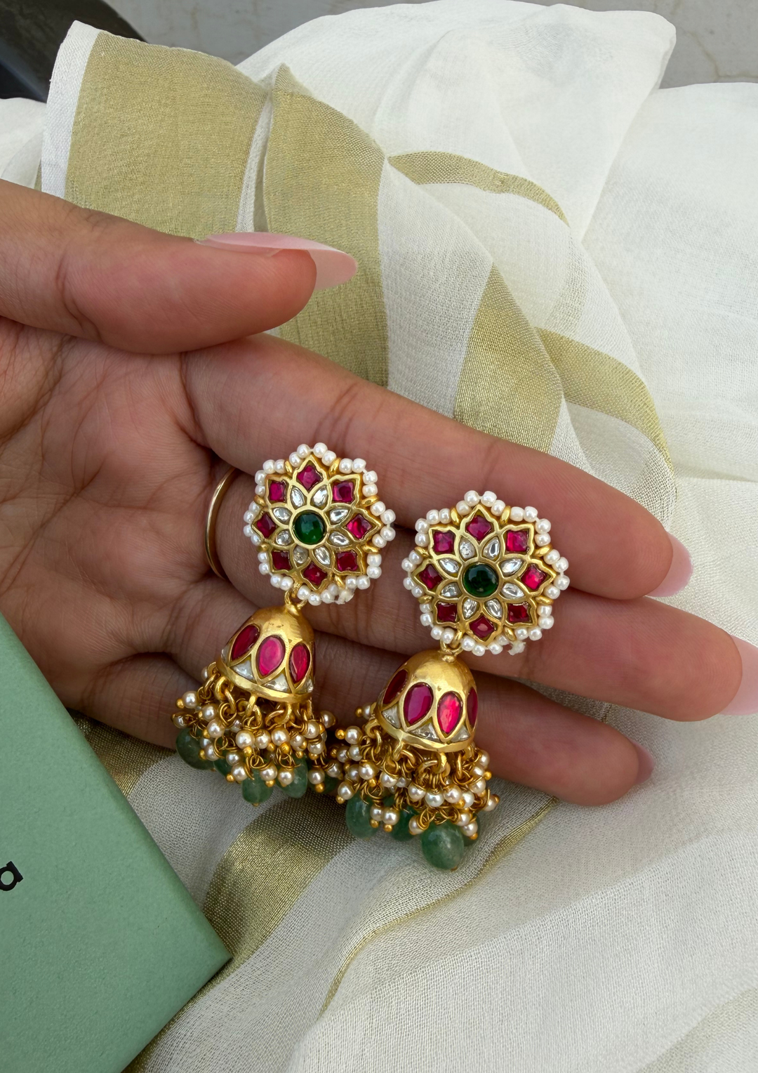Aarna Jadau Kundan Jhumka Earrings