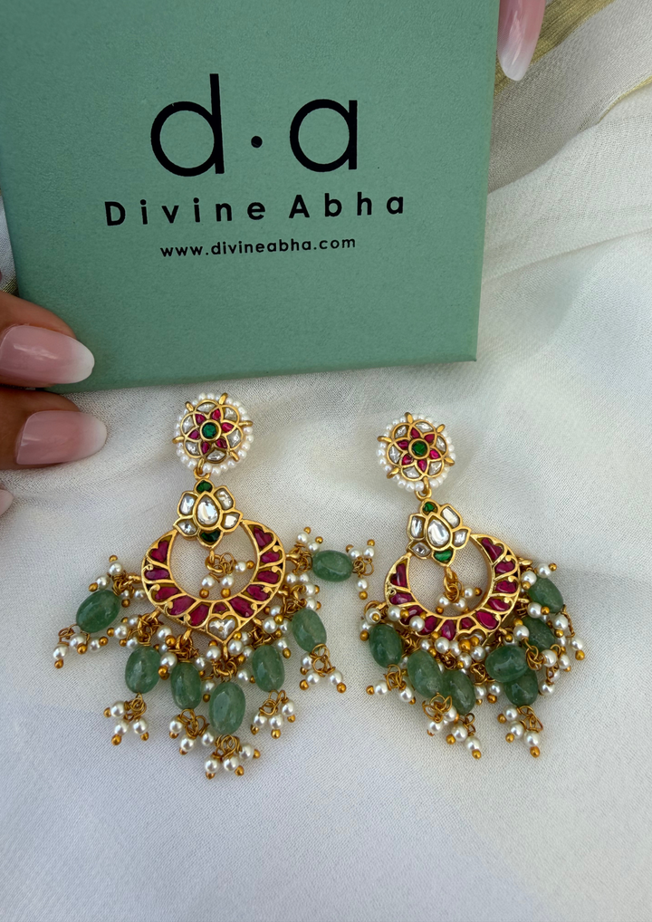 Ahyana Jadau Kundan Chandbali Earrings