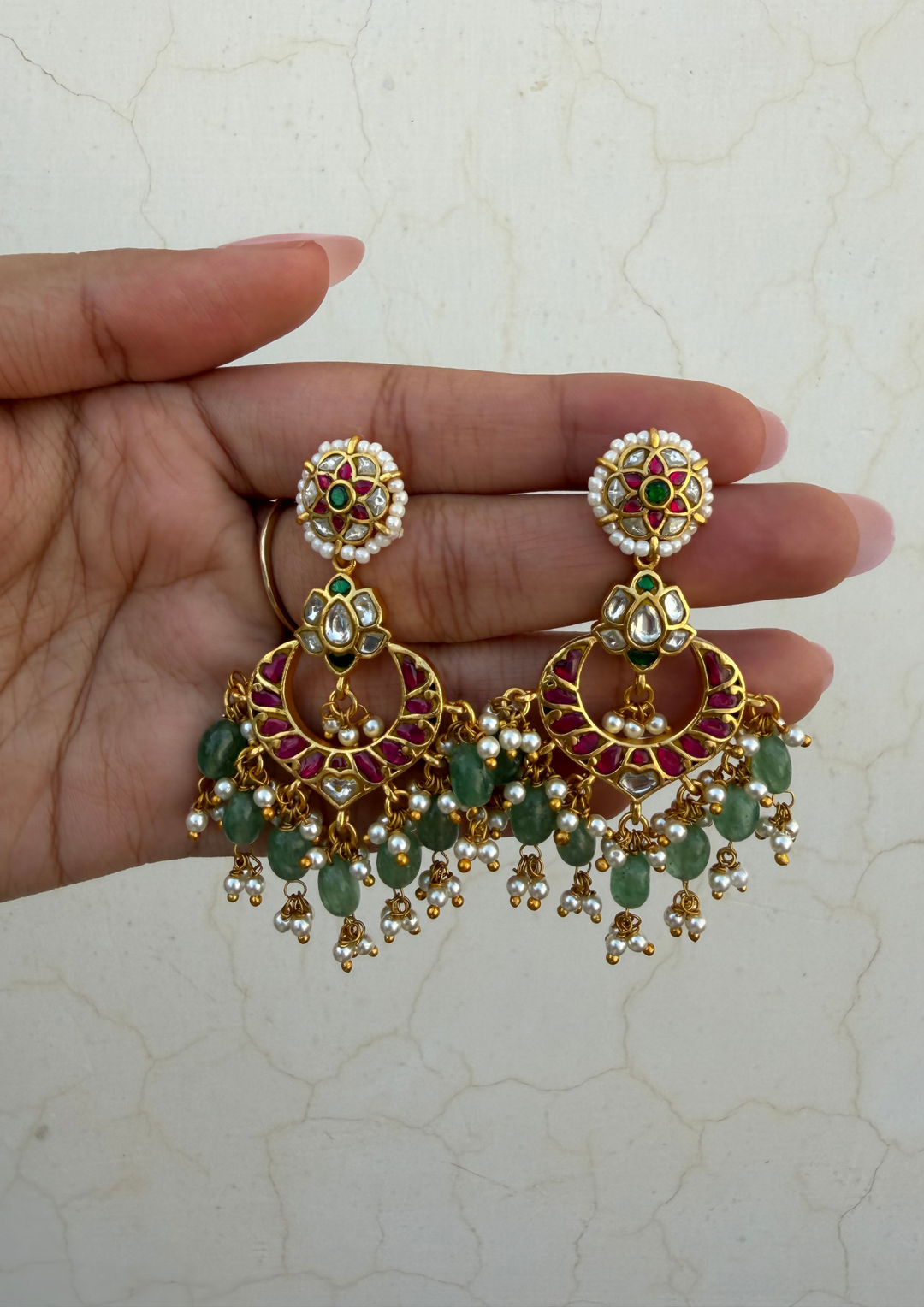 Ahyana Jadau Kundan Chandbali Earrings