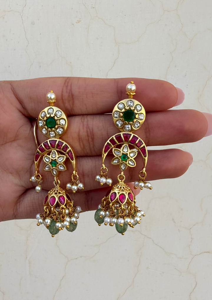 Katha Jadau Kundan Jhumka Earrings