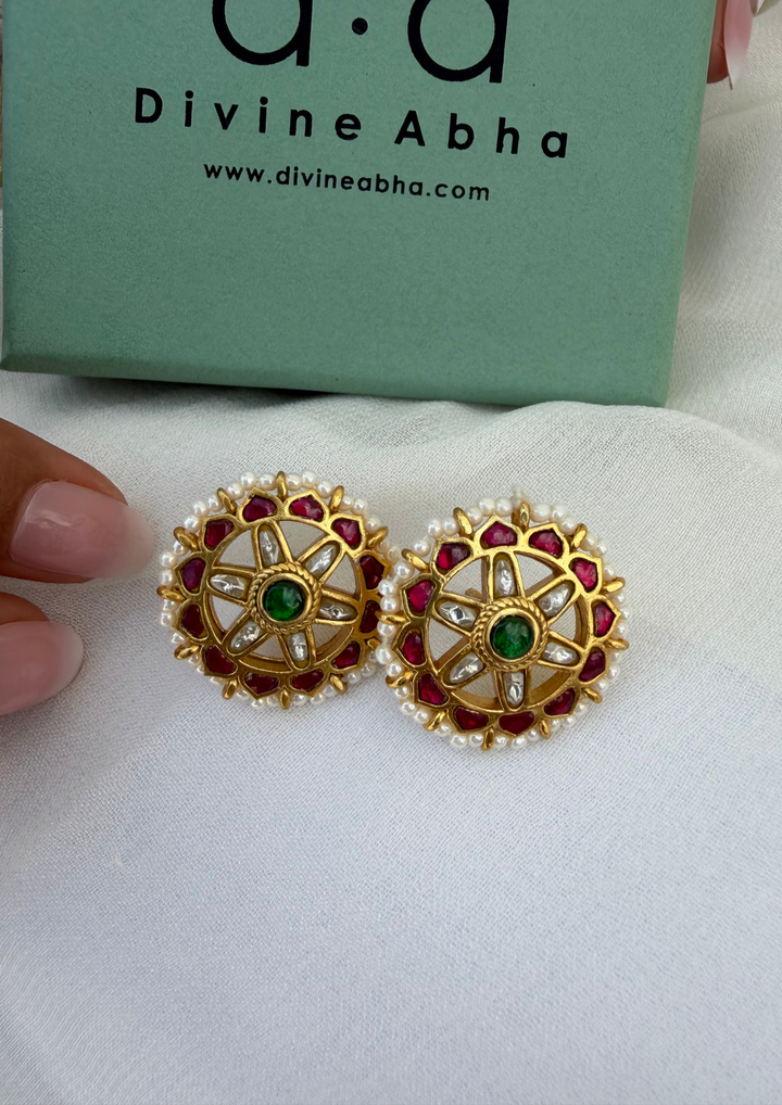 Riha Jadau Kundan Stud Earrings