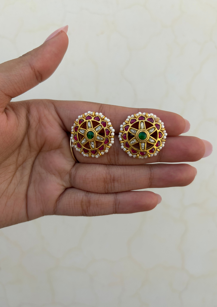 Riha Jadau Kundan Stud Earrings