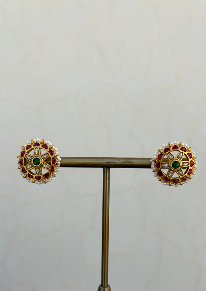 Riha Jadau Kundan Stud Earrings