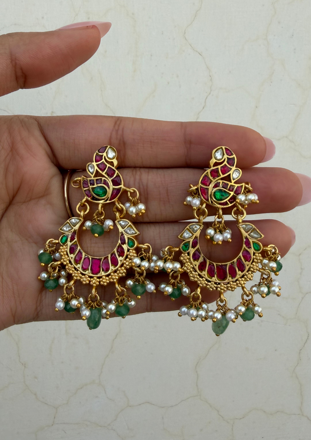Kalika Jadau Kundan Chandbali Earrings