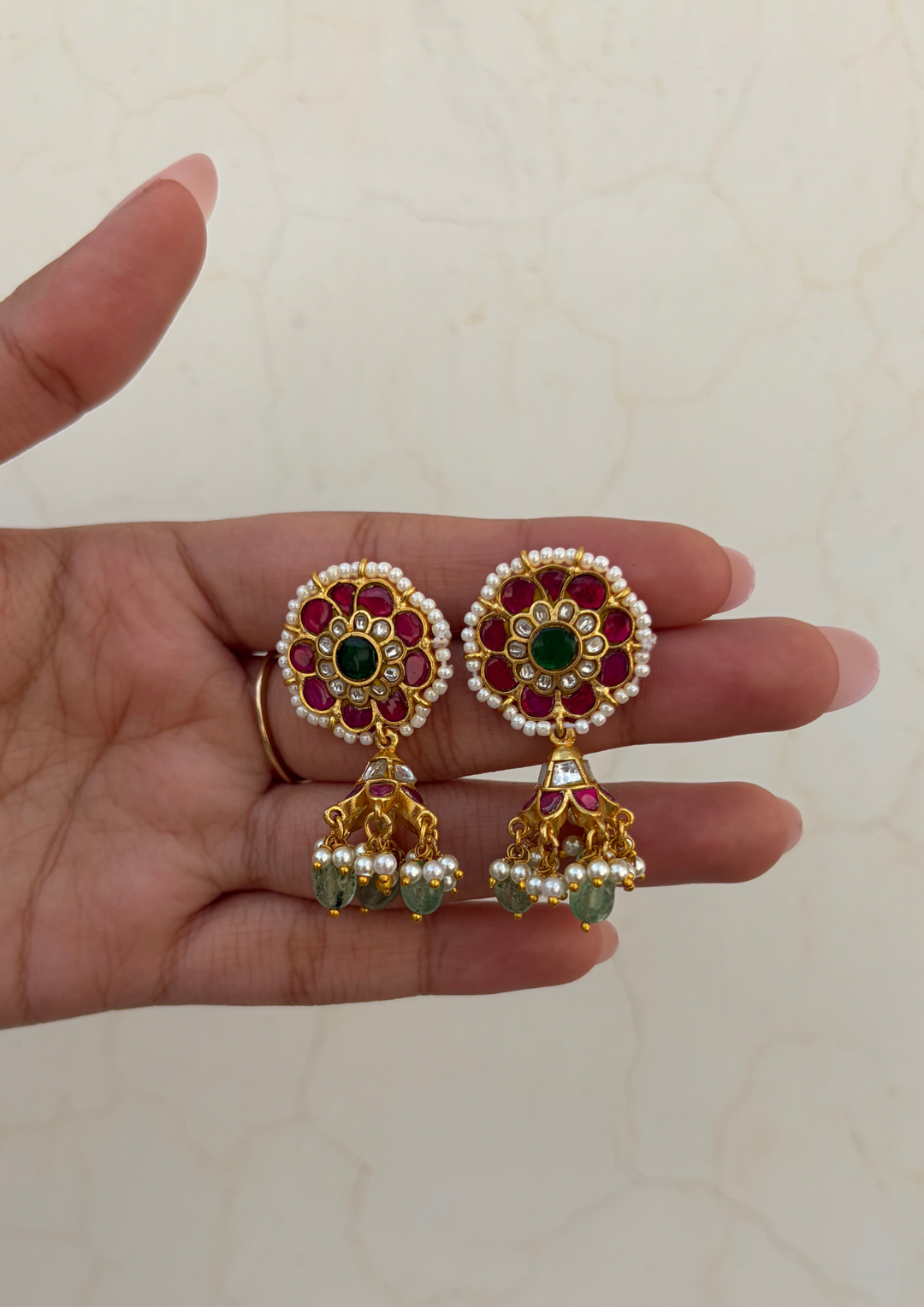 Saanjh Jadau Kundan Jhumka Earrings