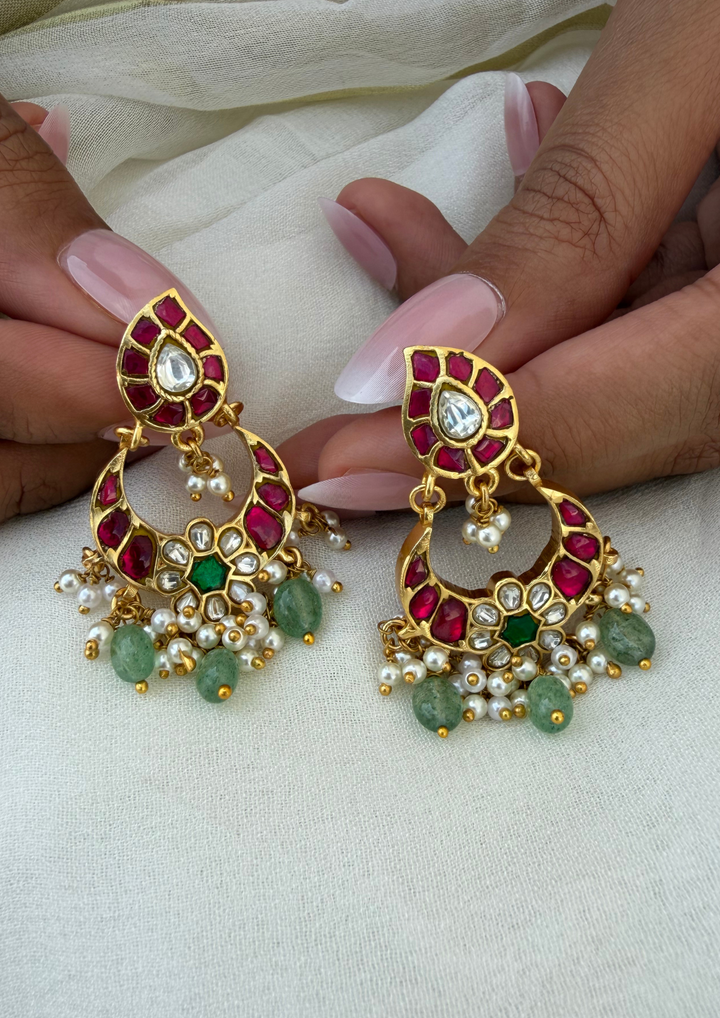 Malasri Jadau Kundan Chandbali Earrings