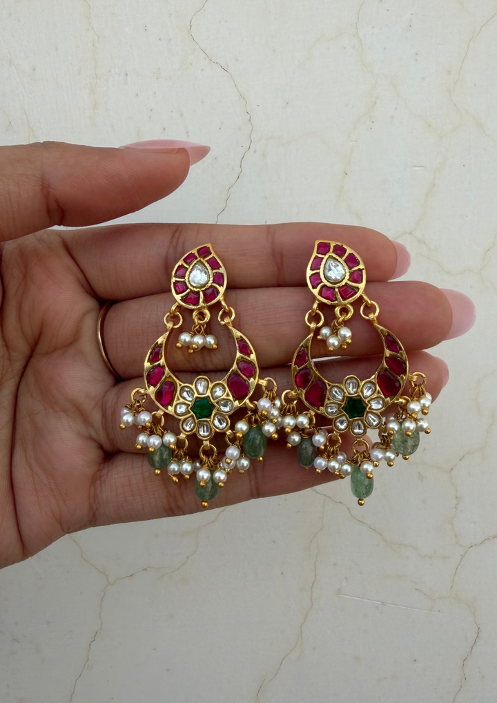 Malasri Jadau Kundan Chandbali Earrings