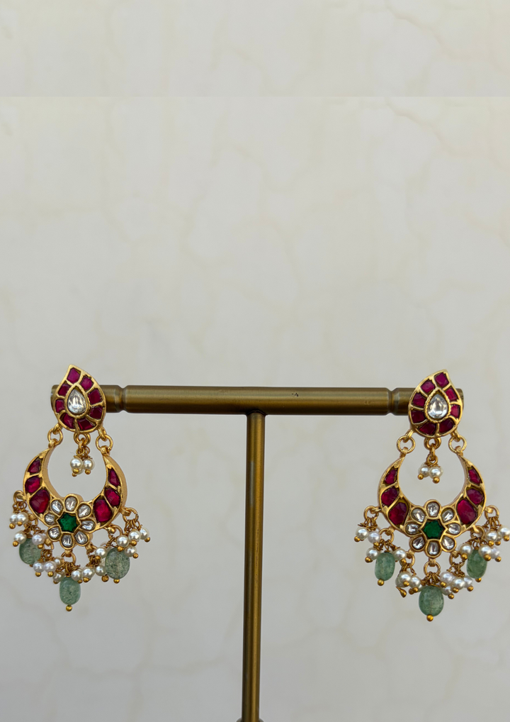 Malasri Jadau Kundan Chandbali Earrings
