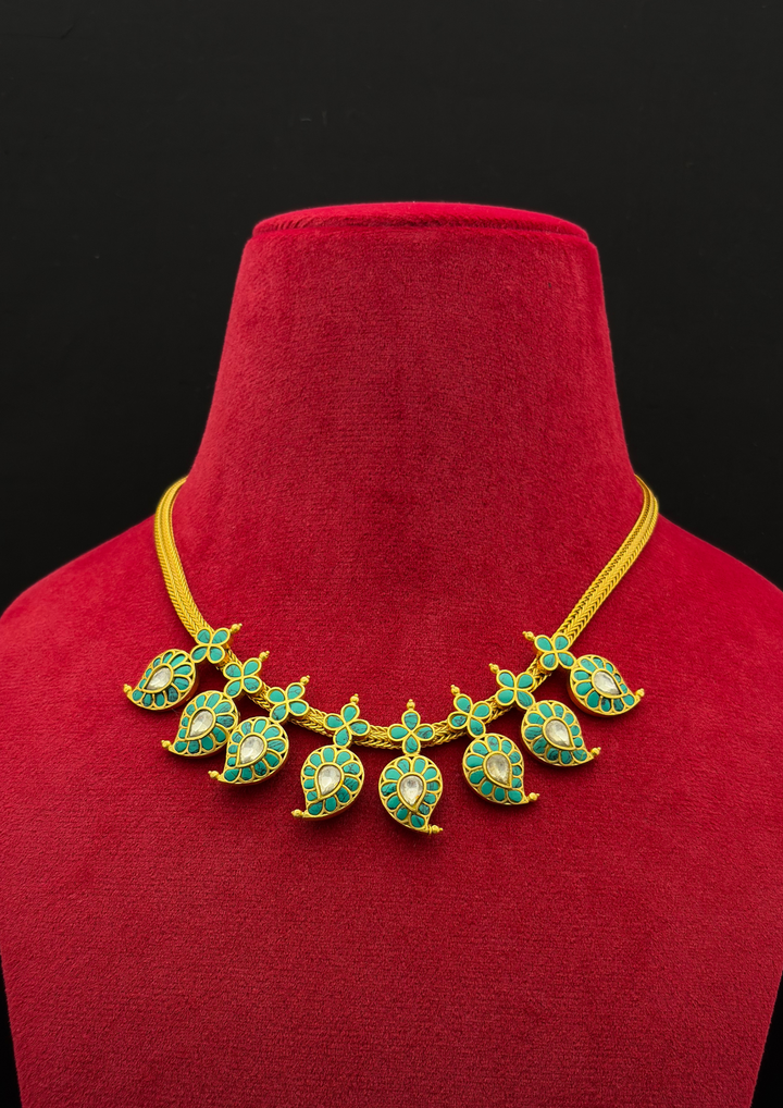 Ranjika Jadau Kundan Firoza Mango Necklace