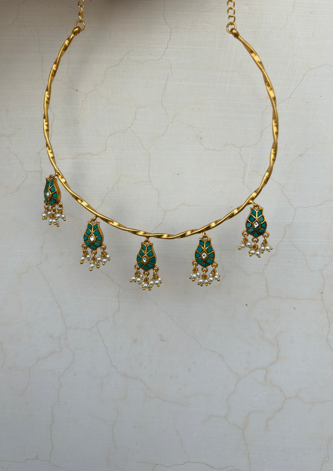 Rivaara Jadau Kundan Firoza Hasli Necklace