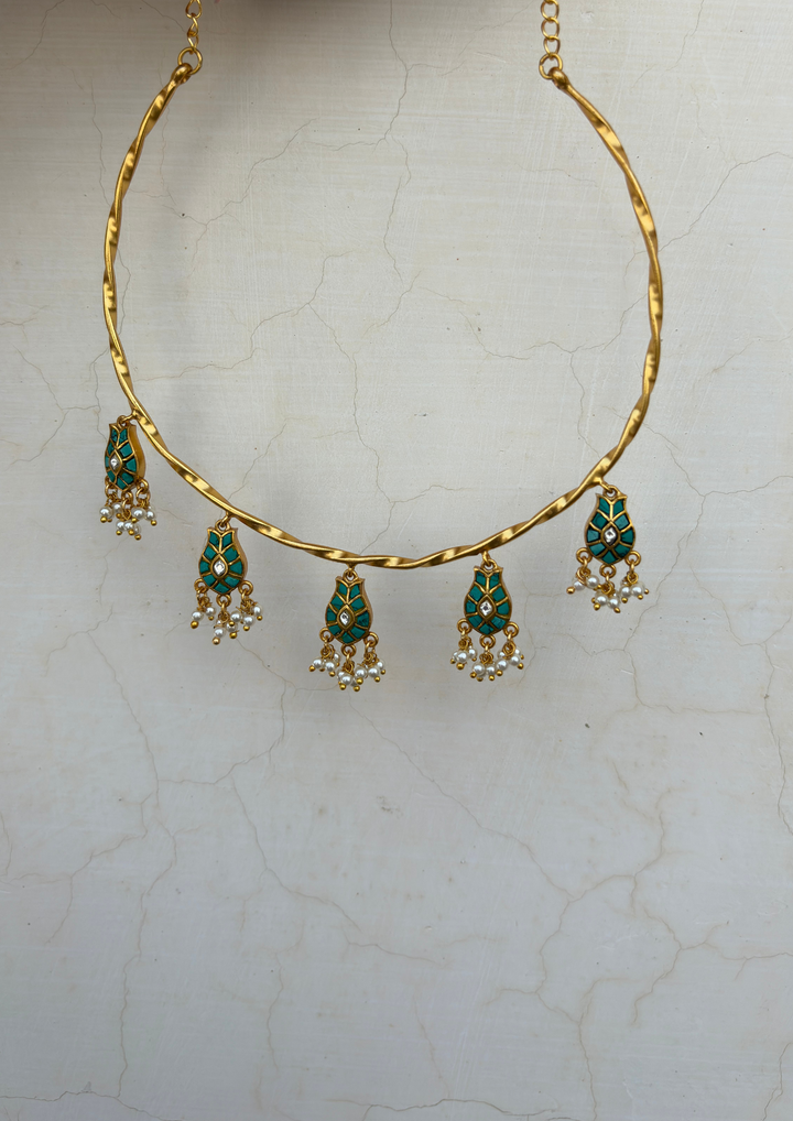 Rivaara Jadau Kundan Firoza Hasli Necklace