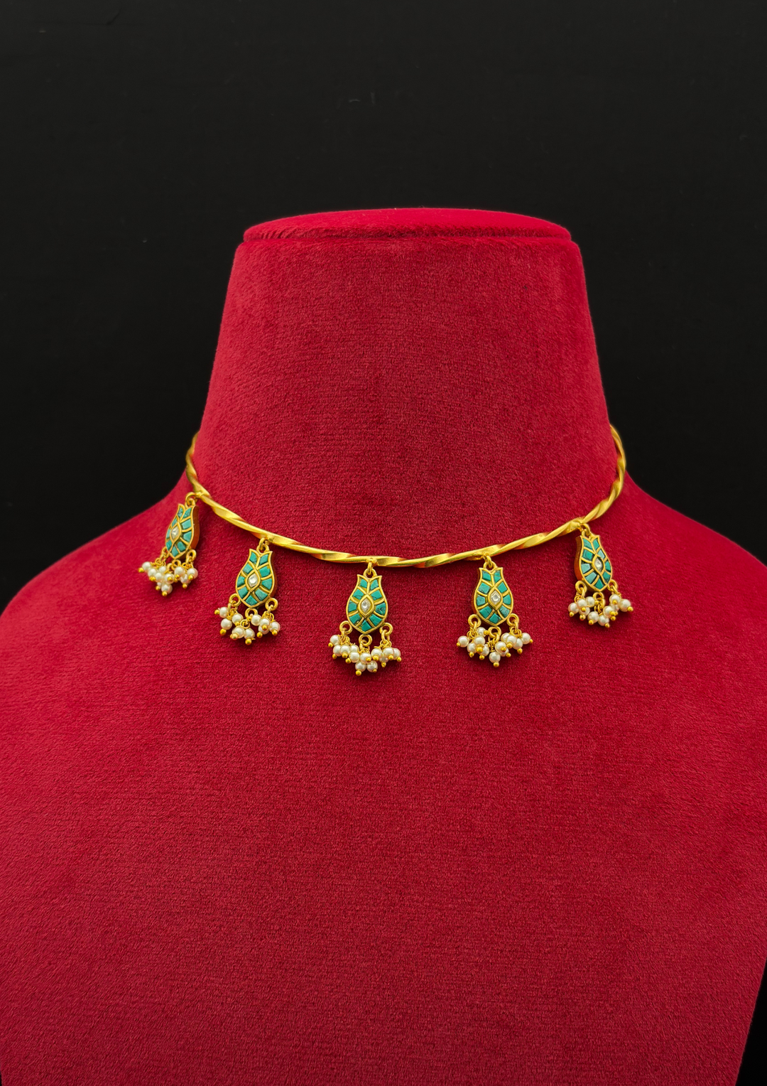 Rivaara Jadau Kundan Firoza Hasli Necklace