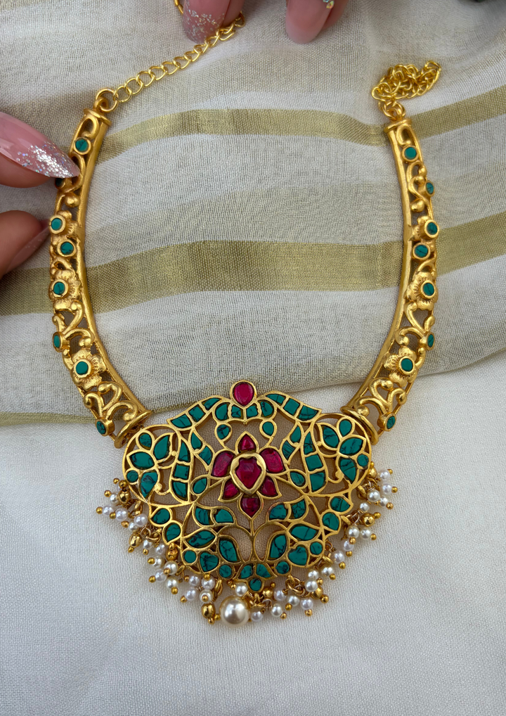 Zarika Jadau Kundan Firoza Hasli Necklace
