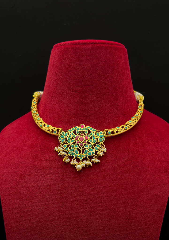 Zarika Jadau Kundan Firoza Hasli Necklace