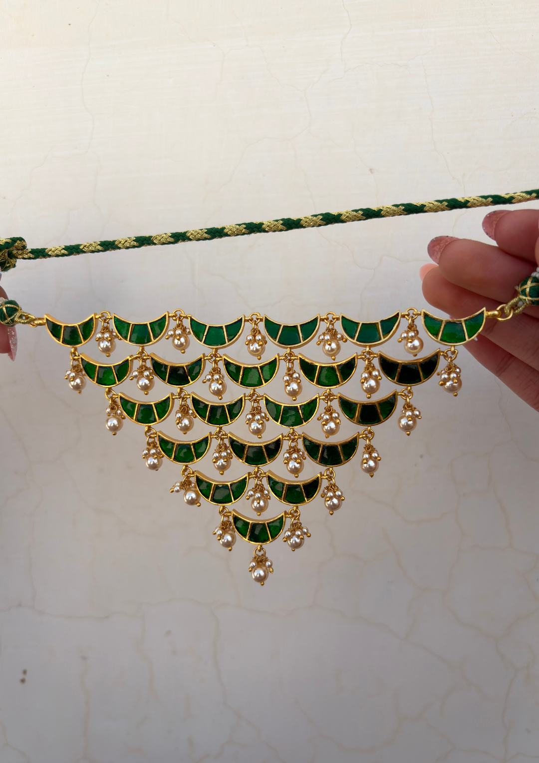 Ishmeya Jadau Kundan Layered Crescent Choker Necklace