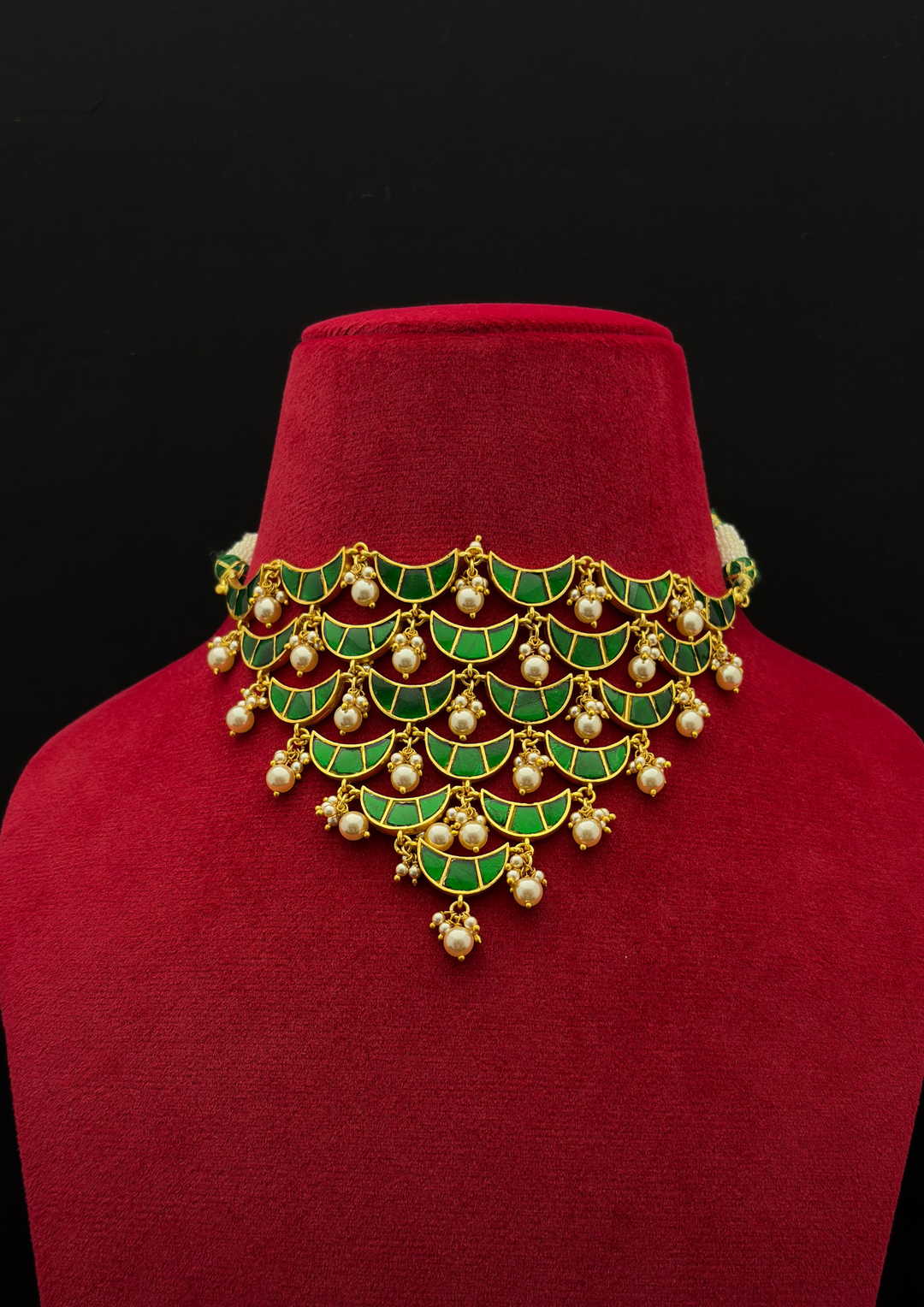 Ishmeya Jadau Kundan Layered Crescent Choker Necklace