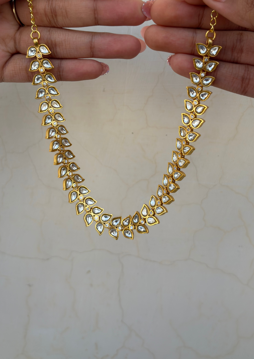 Nira White Jadau Kundan Minimal Choker Necklace