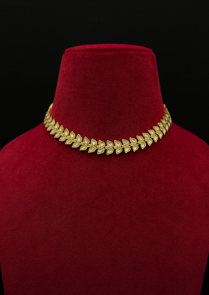 Nira White Jadau Kundan Minimal Choker Necklace