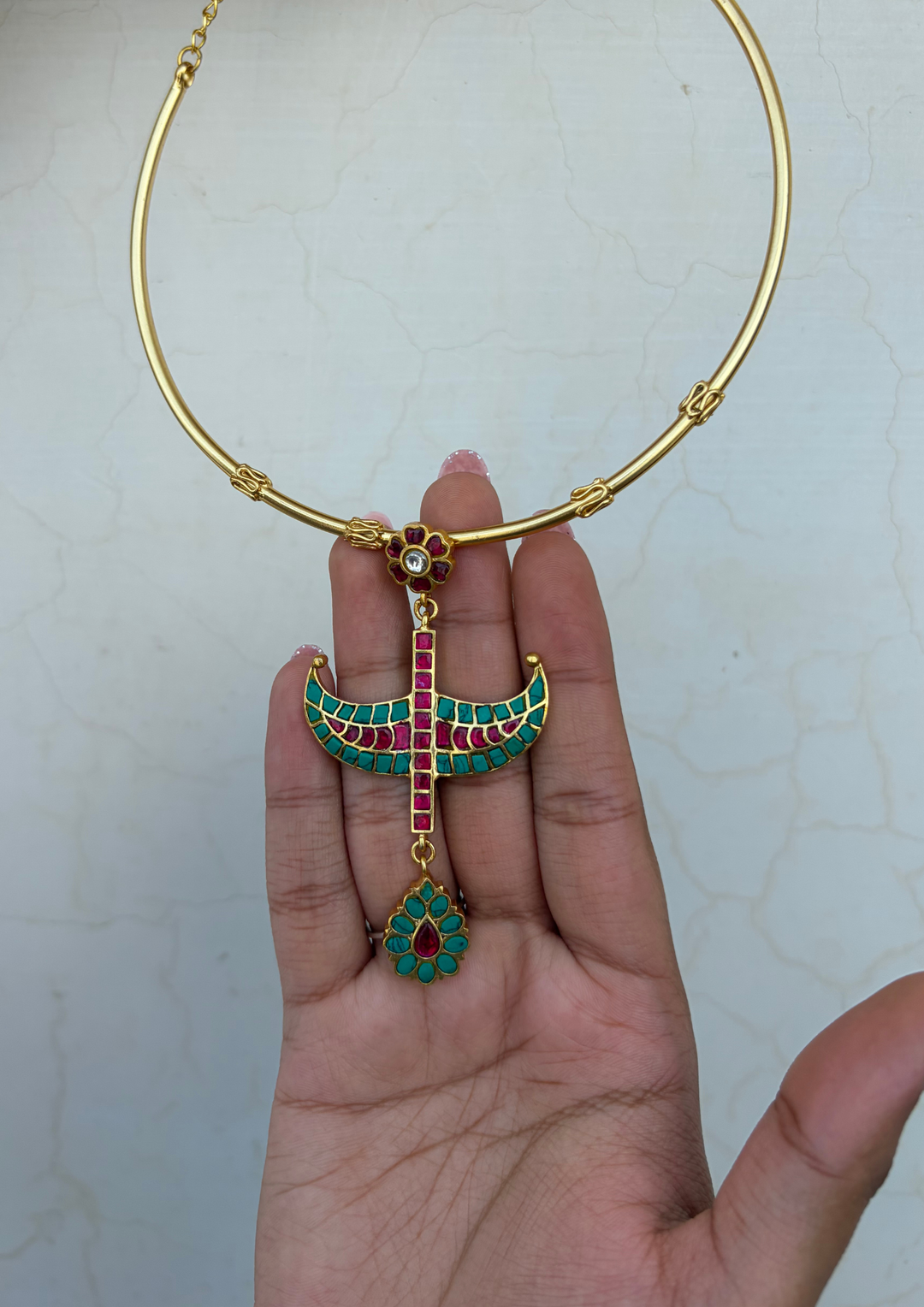 Dravika Jadau Kundan Hasli Necklace