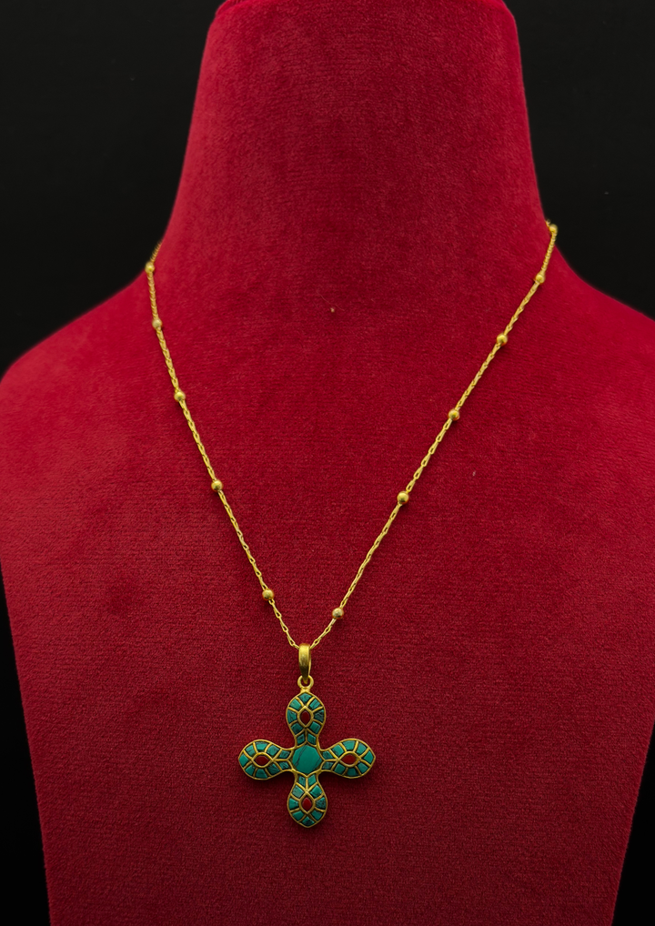 Evara Jadau Kundan Firoza Necklace