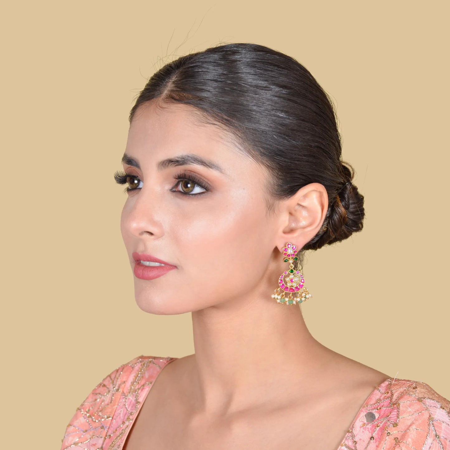 Simple and Classic Real Jadau kundan Chandbali Earrings