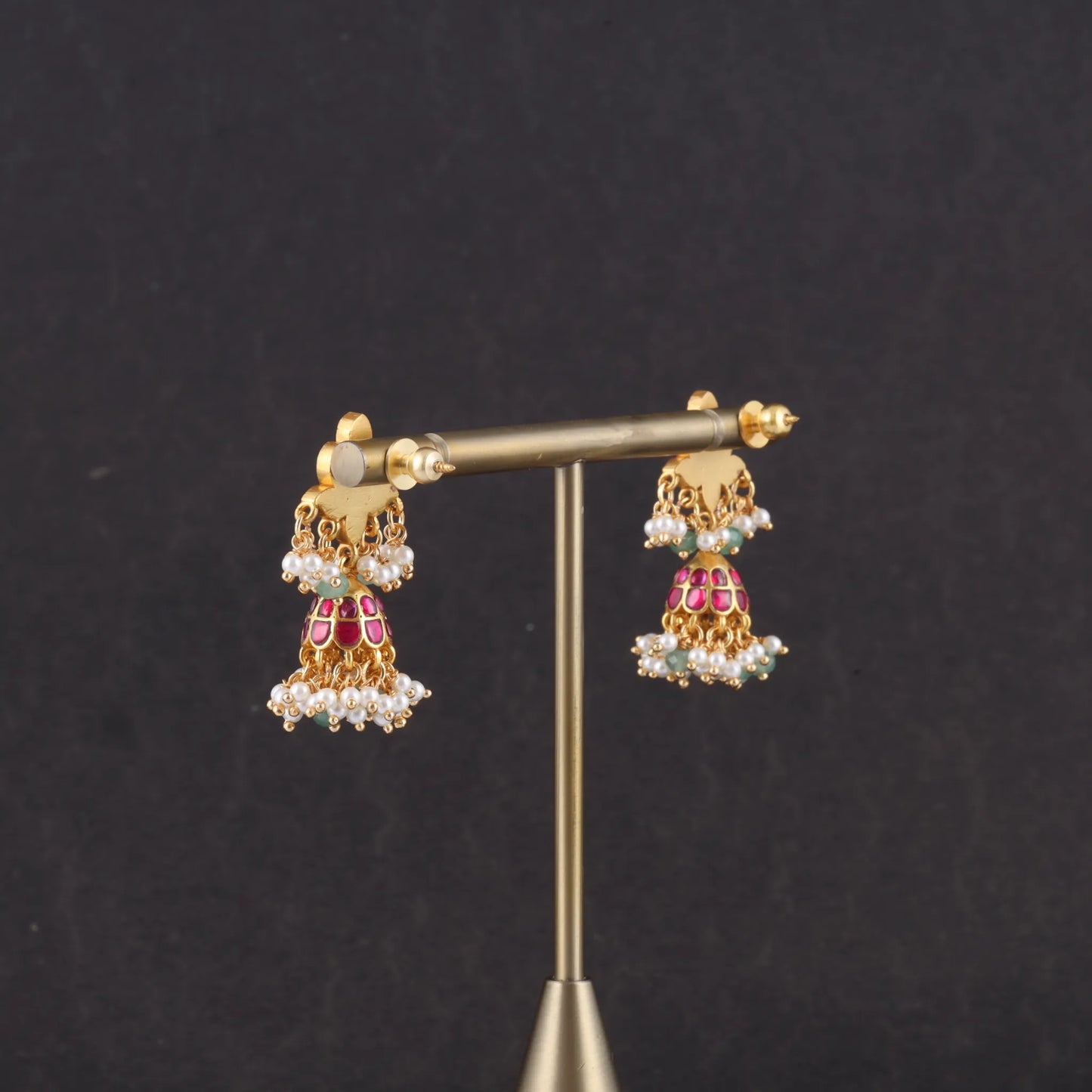 Simple and Elegant Small Jadau Kundan Jhumka Earrings