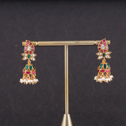 Mango Motif Jadau Kundan Jhumka Earrings with Pearls