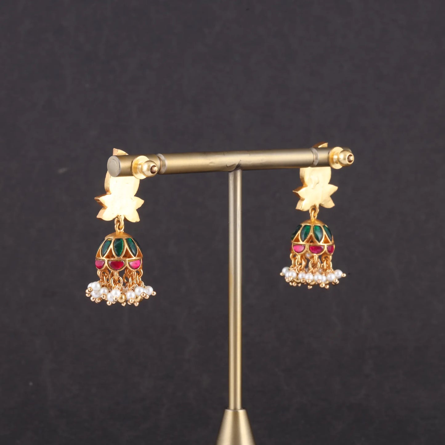 Mango Motif Jadau Kundan Jhumka Earrings with Pearls