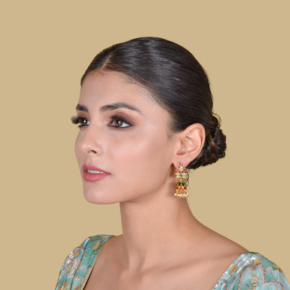 Mango Motif Jadau Kundan Jhumka Earrings with Pearls