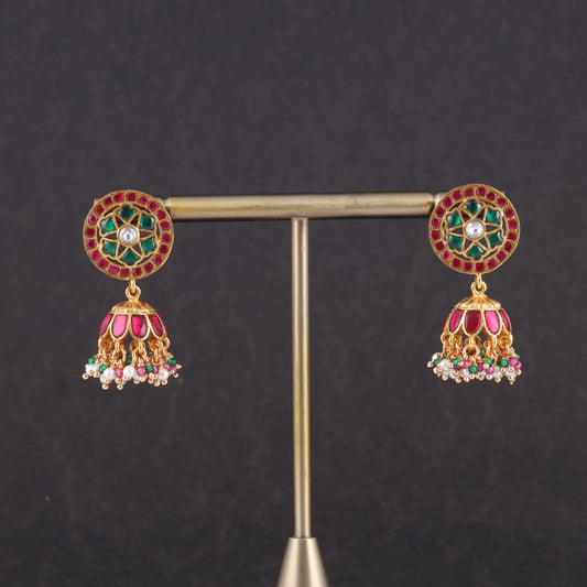 Simple and Stylish Jadau Kundan Jhumka Earrings