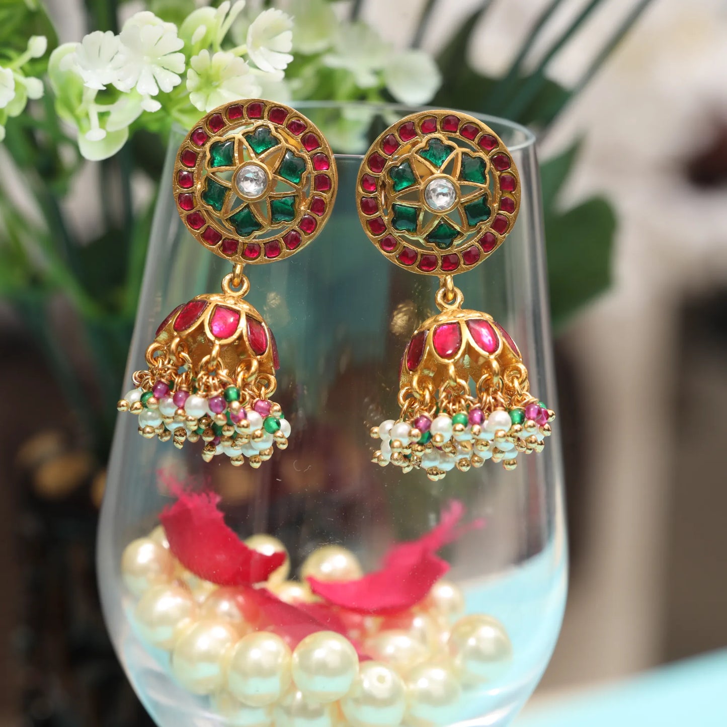 Simple and Stylish Jadau Kundan Jhumka Earrings