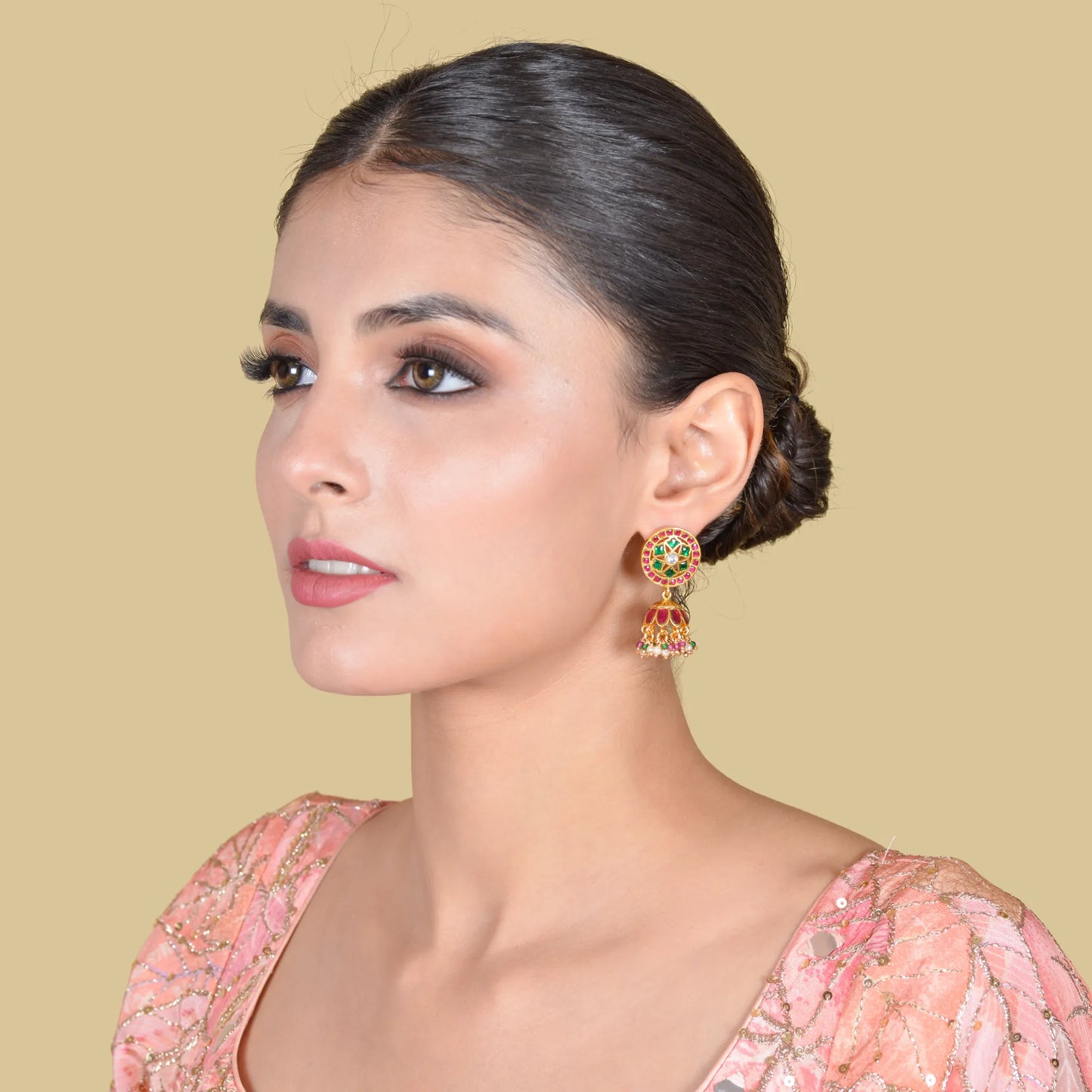 Simple and Stylish Jadau Kundan Jhumka Earrings